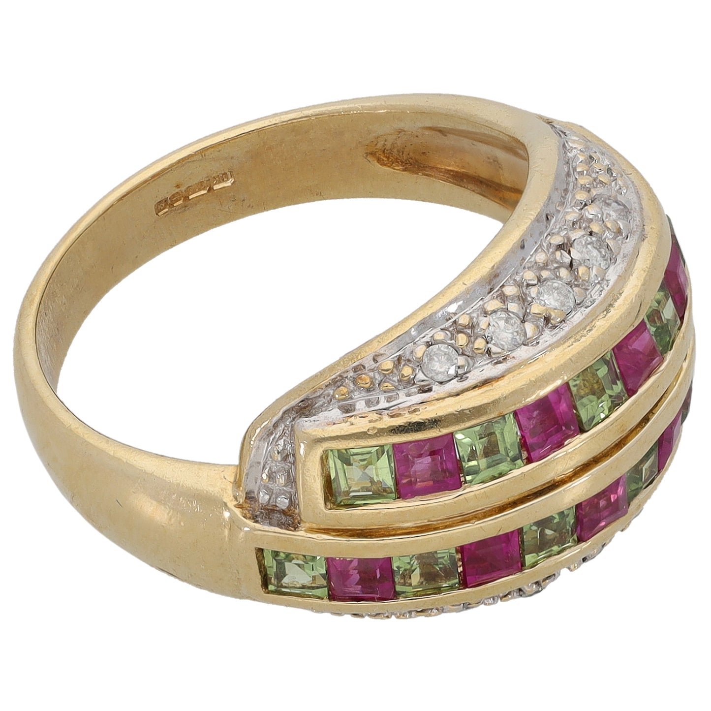 9ct Gold Sapphire & 0.10ct Diamond Dress/Cocktail Ring Size N