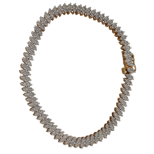 9ct Gold 1.00ct Diamond Fancy Stone Set Bracelet