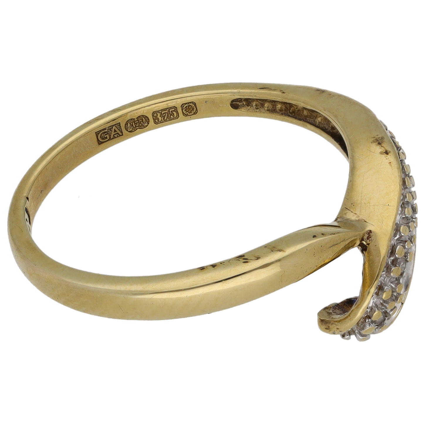 9ct Gold 0.03ct Diamond Wishbone Ring Size M