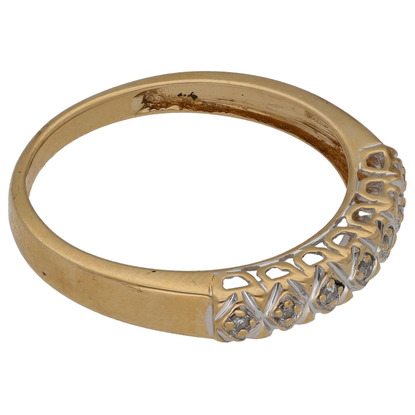 9ct Gold 0.07ct Diamond Half Eternity Ring Size P