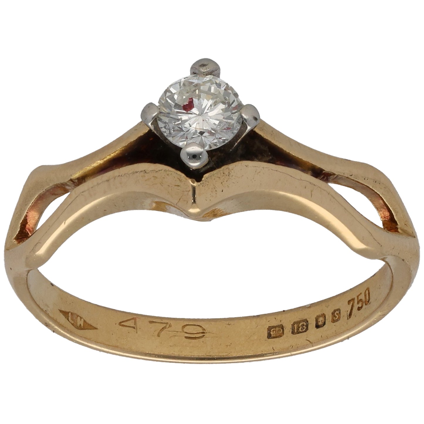 18ct Gold 0.22ct Diamond Solitaire Ring Size M