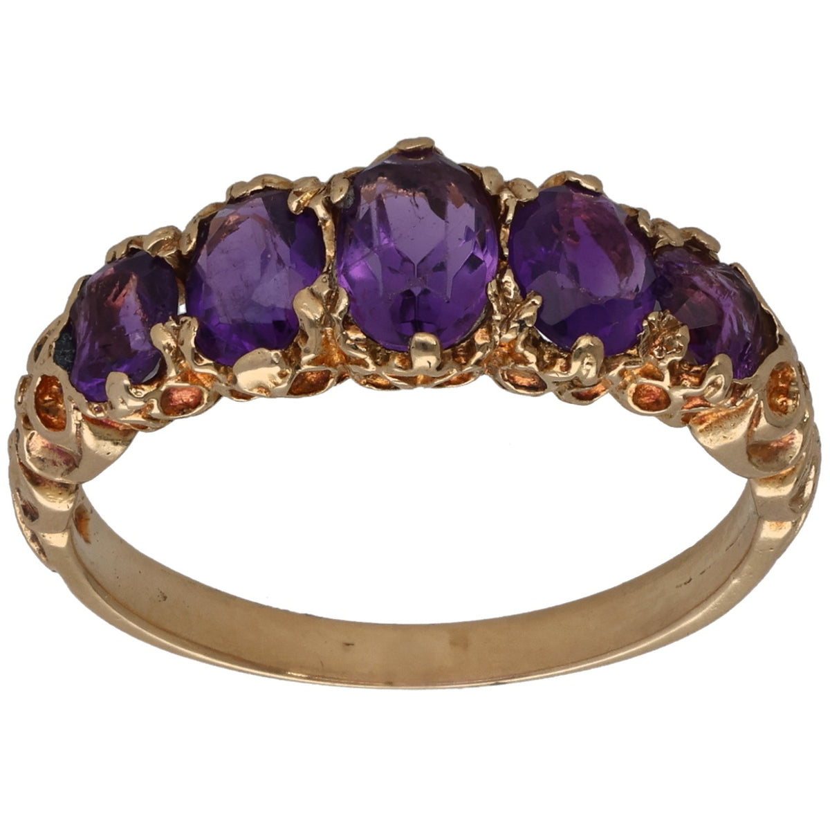 9ct Gold Amethyst Half Eternity Ring Size P