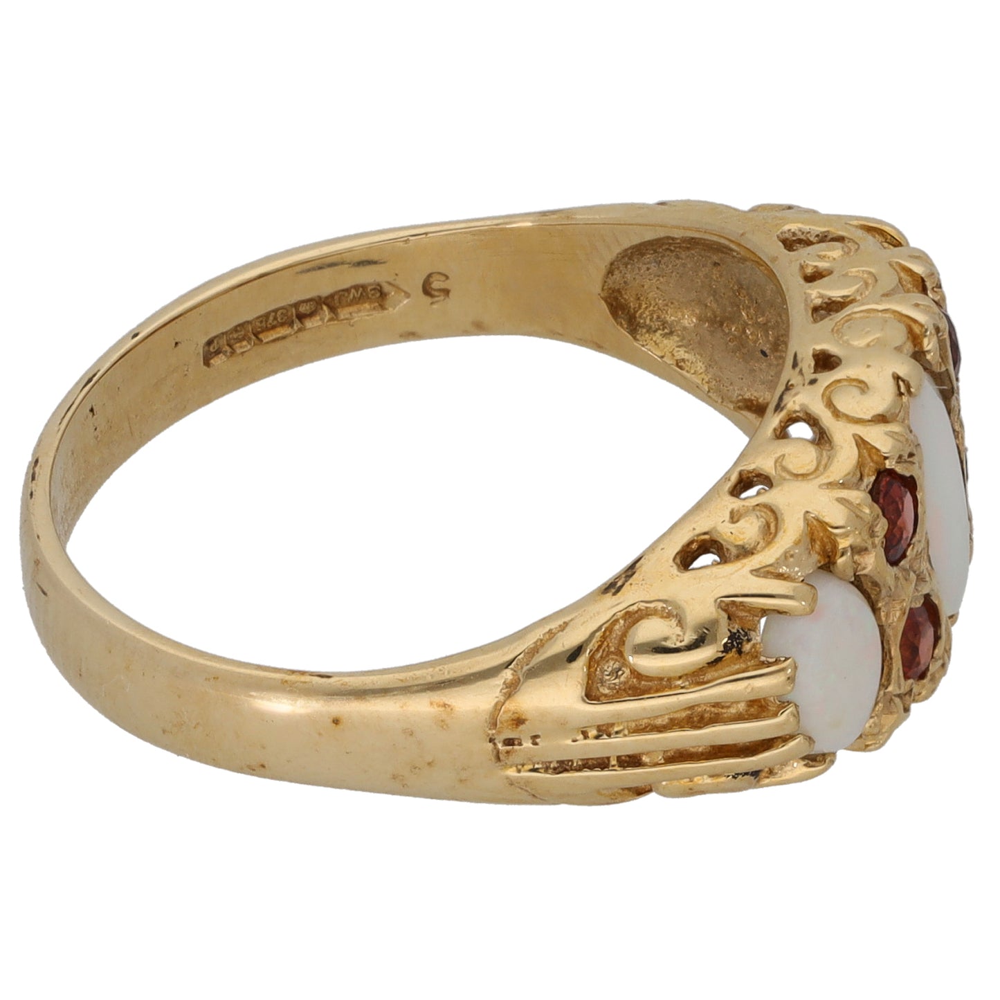 9ct Gold Garnet & Opal Dress/Cocktail Ring Size Q