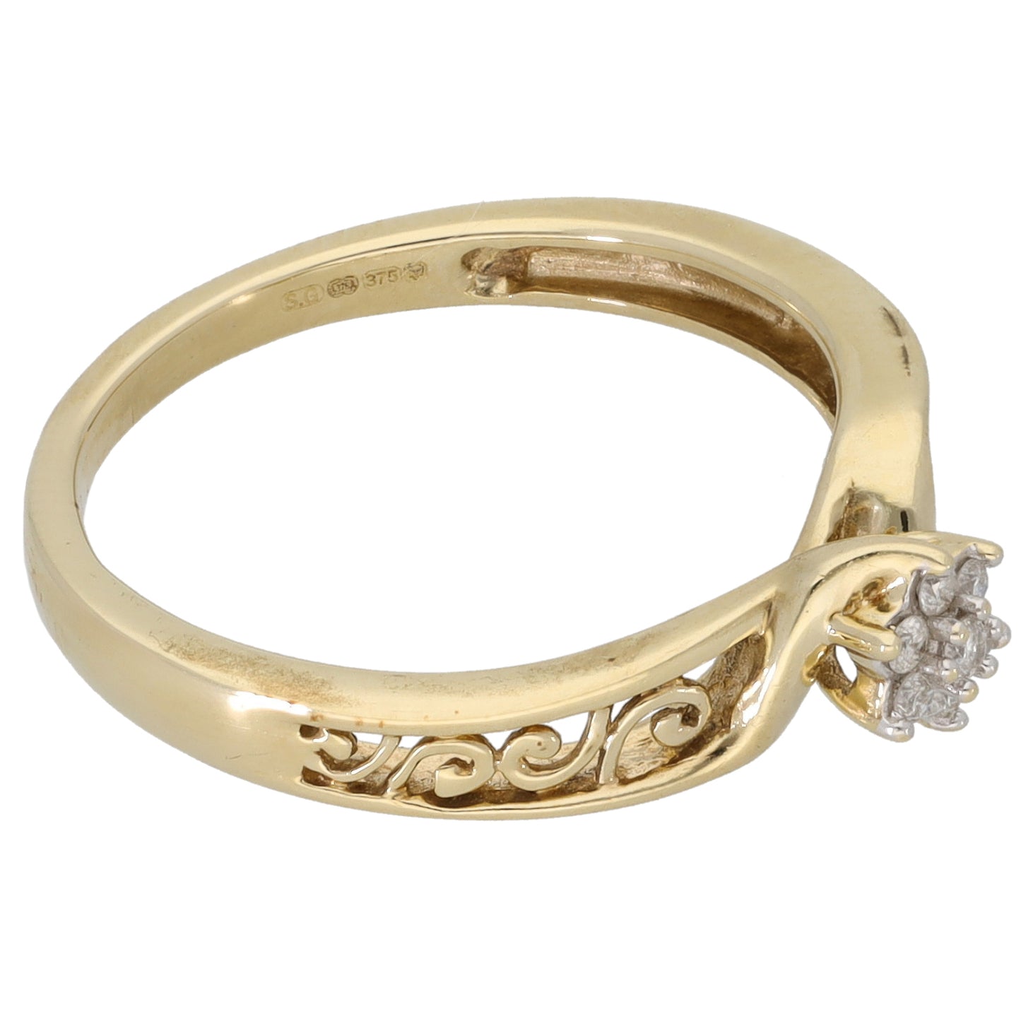 9ct Gold 0.05ct Diamond Cluster Ring Size M
