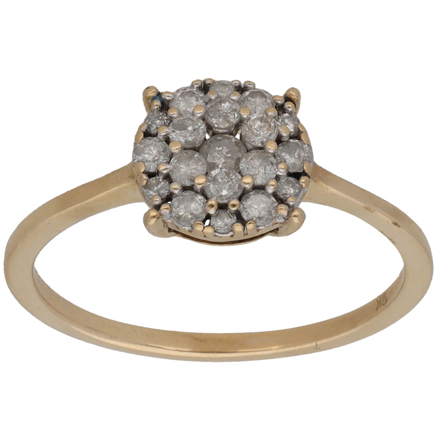 9ct Gold 0.30ct Diamond Cluster Ring Size T