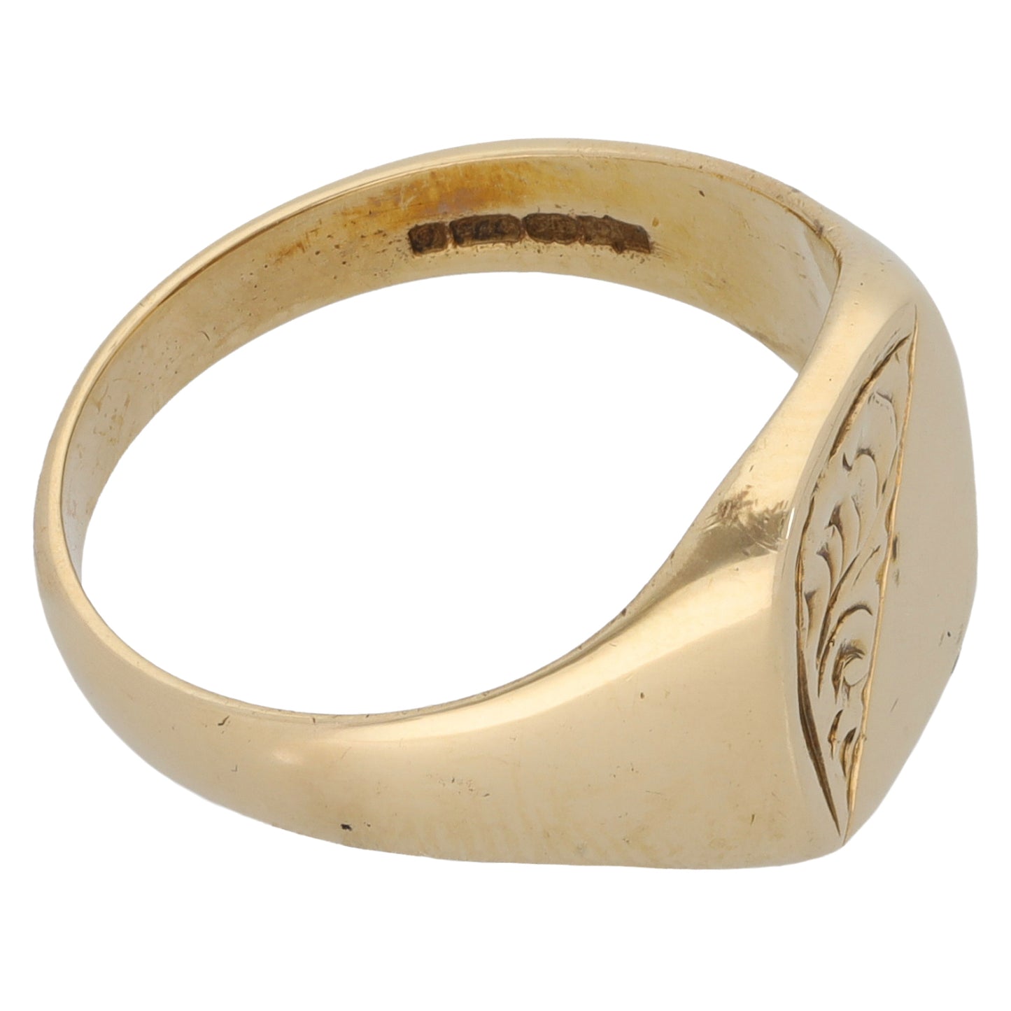 9ct Gold Patterned Signet Ring Size R