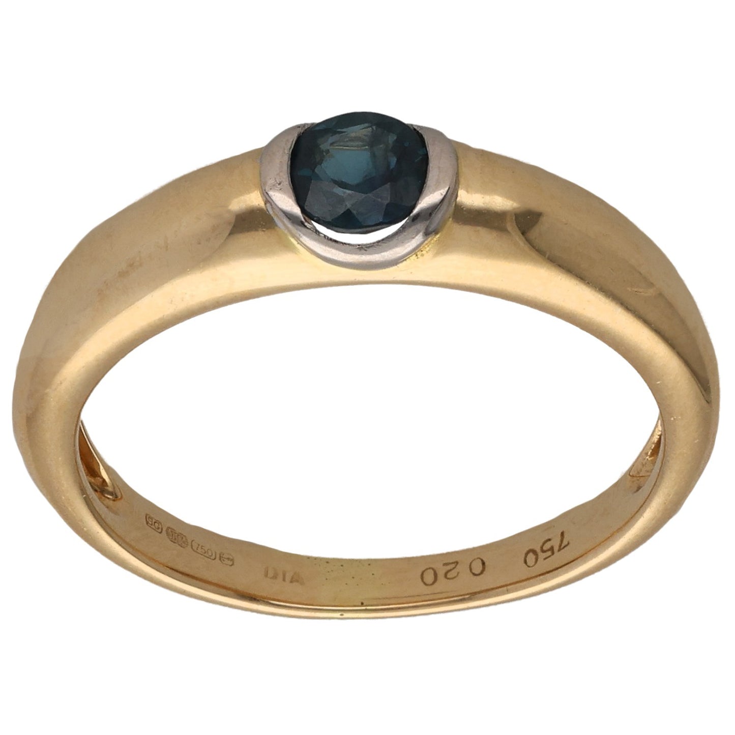 18ct Gold Sapphire Single Stone Ring Size O
