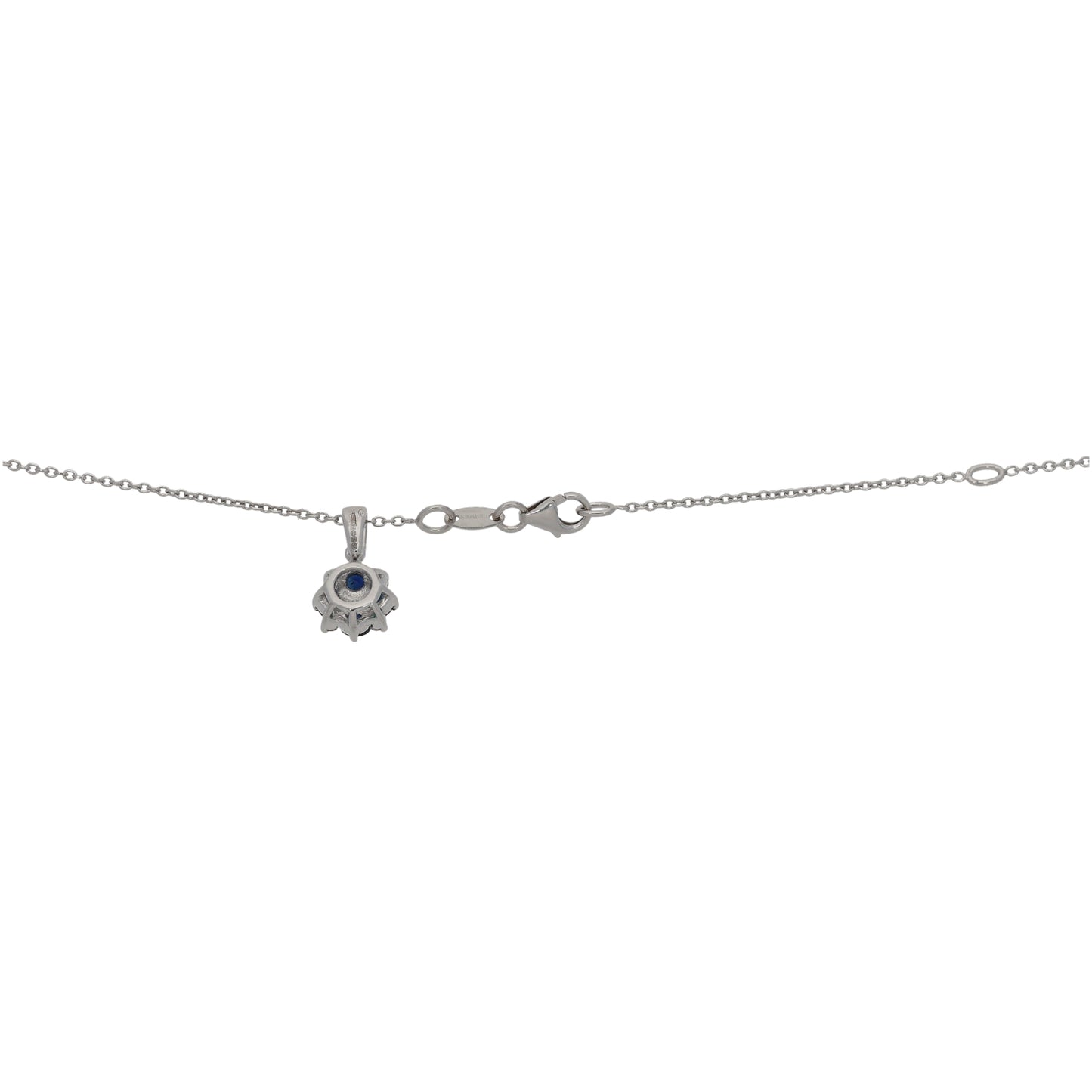 18ct White Gold 0.09ct Diamond & Sapphire Dress/Cocktail Pendant With Chain