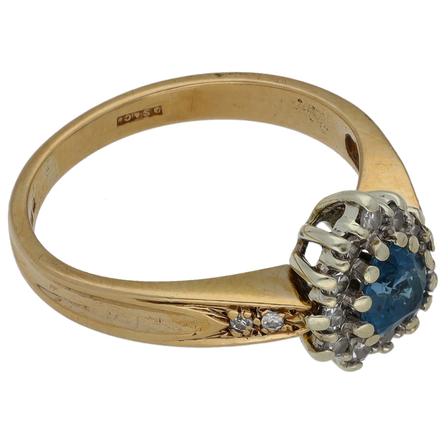 9ct Gold 0.14ct Diamond & Topaz Dress/Cocktail Ring Size K