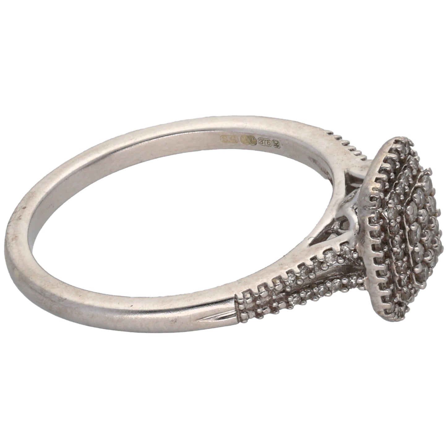 9ct White Gold 0.20ct Diamond Dress/Cocktail Ring Size L