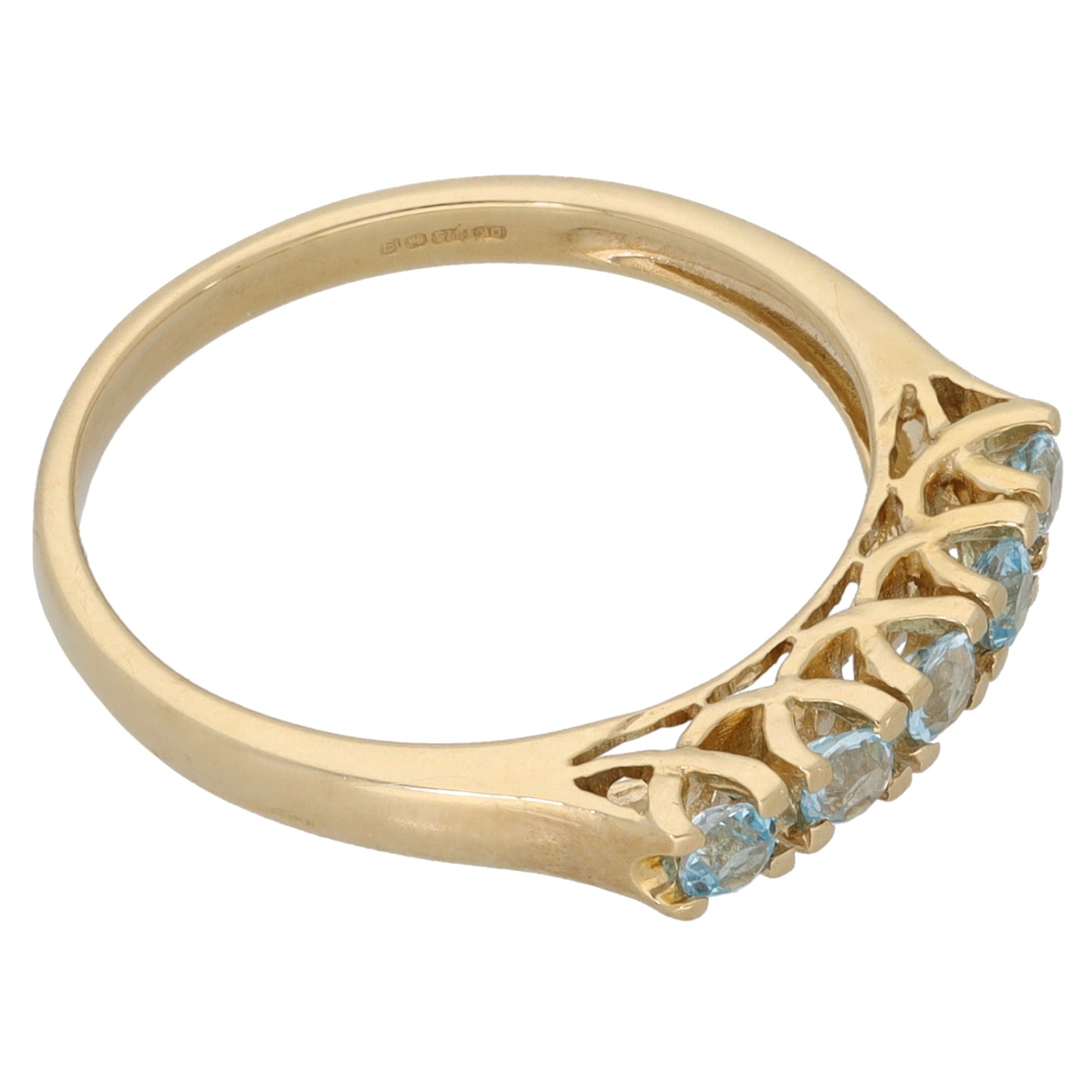 9ct Gold Aquamarine Half Eternity Ring Size N