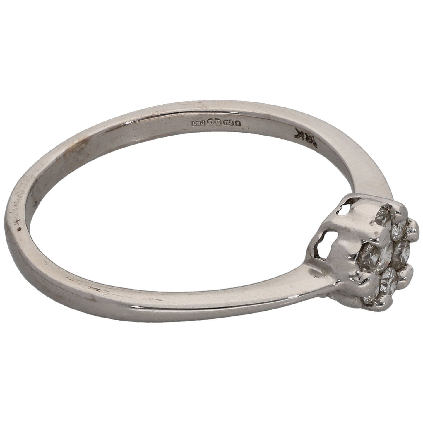 9ct White Gold 0.25ct Diamond Cluster Ring Size O