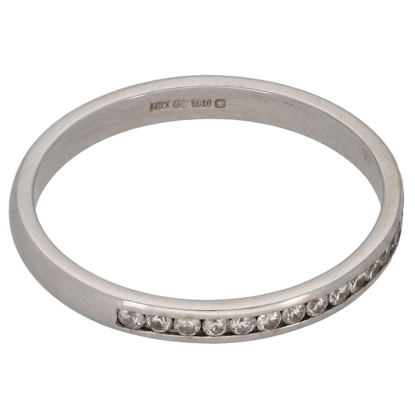 18ct White Gold 0.15ct Diamond Half Eternity Ring Size N