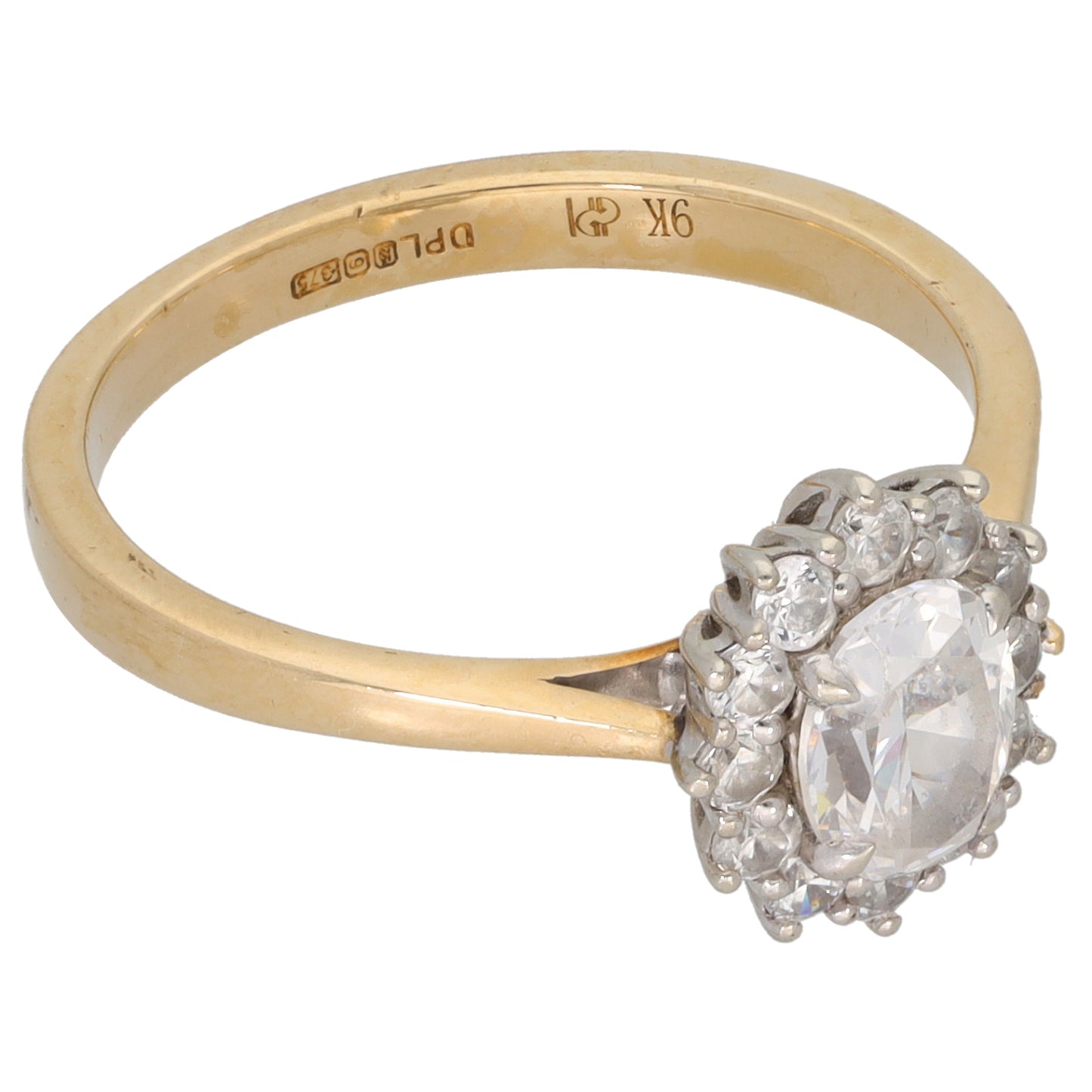 9ct Gold Cubic Zirconia Cluster Ring Size P