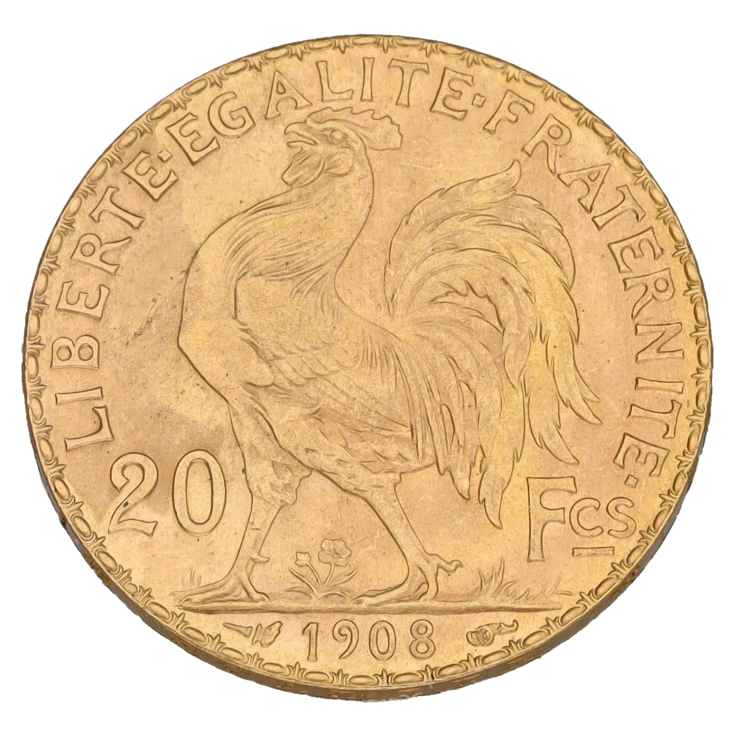 22ct Gold French 20 Francs Coin 1908