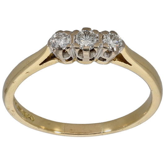18ct Gold 0.17ct Diamond Trilogy Ring Size N