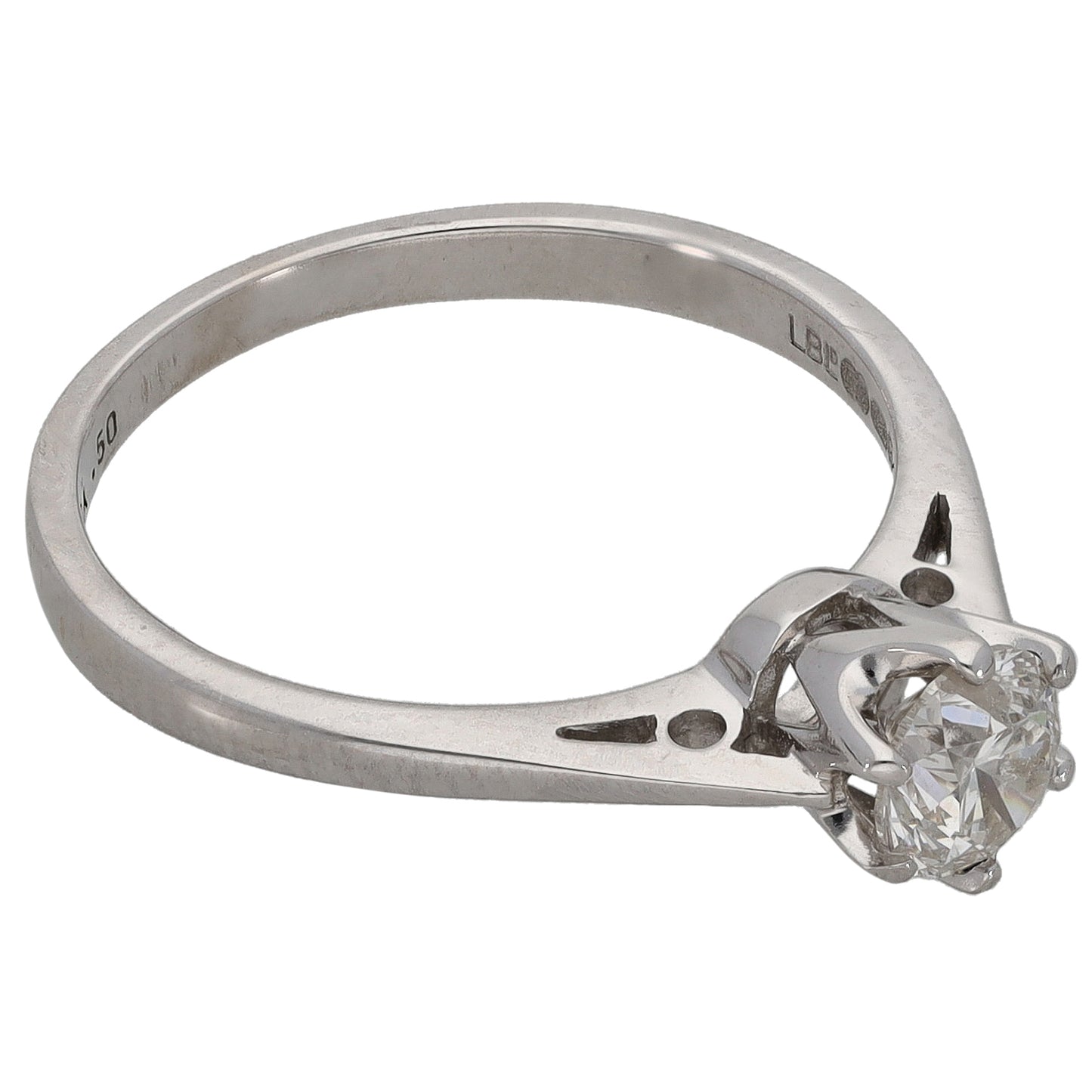 18ct White Gold 0.50ct Diamond Solitaire Ring Size L