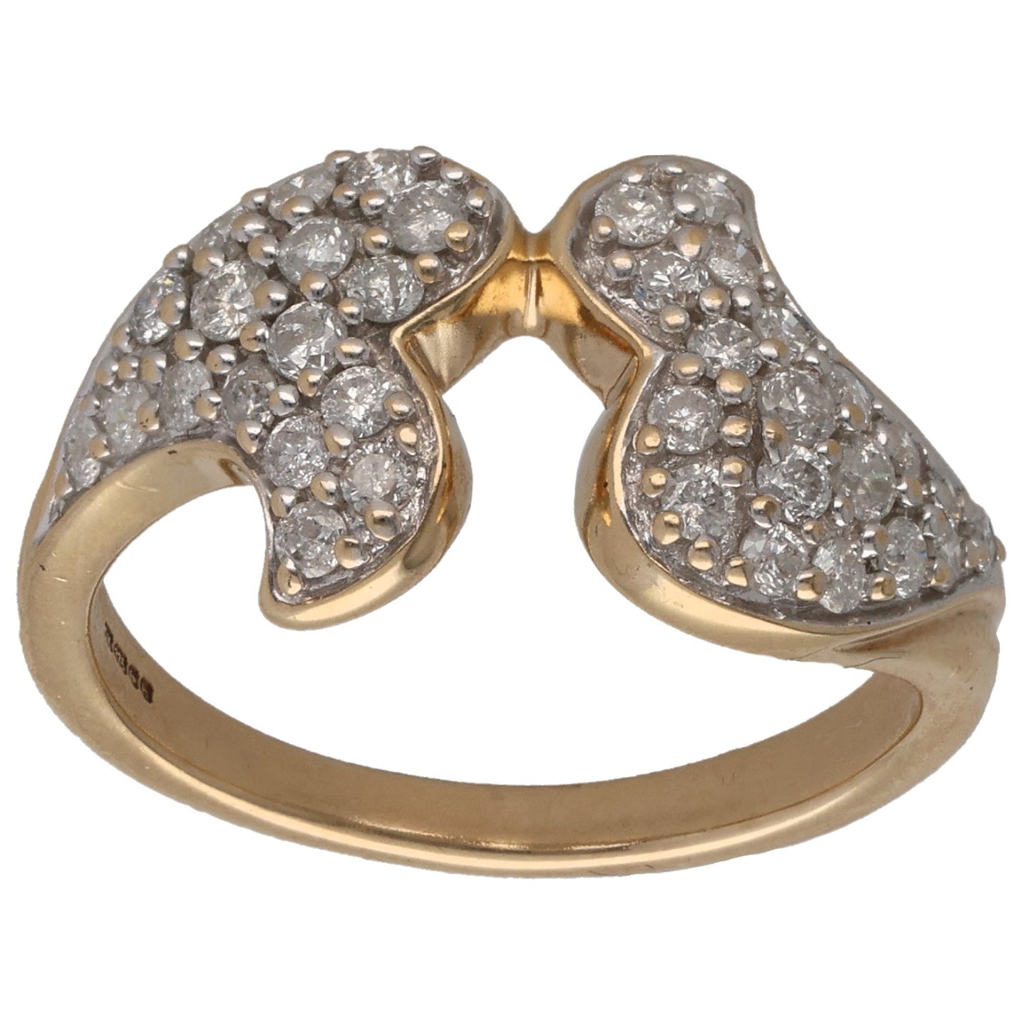9ct bicolour gold ring with round diamond cluster heart-shaped top