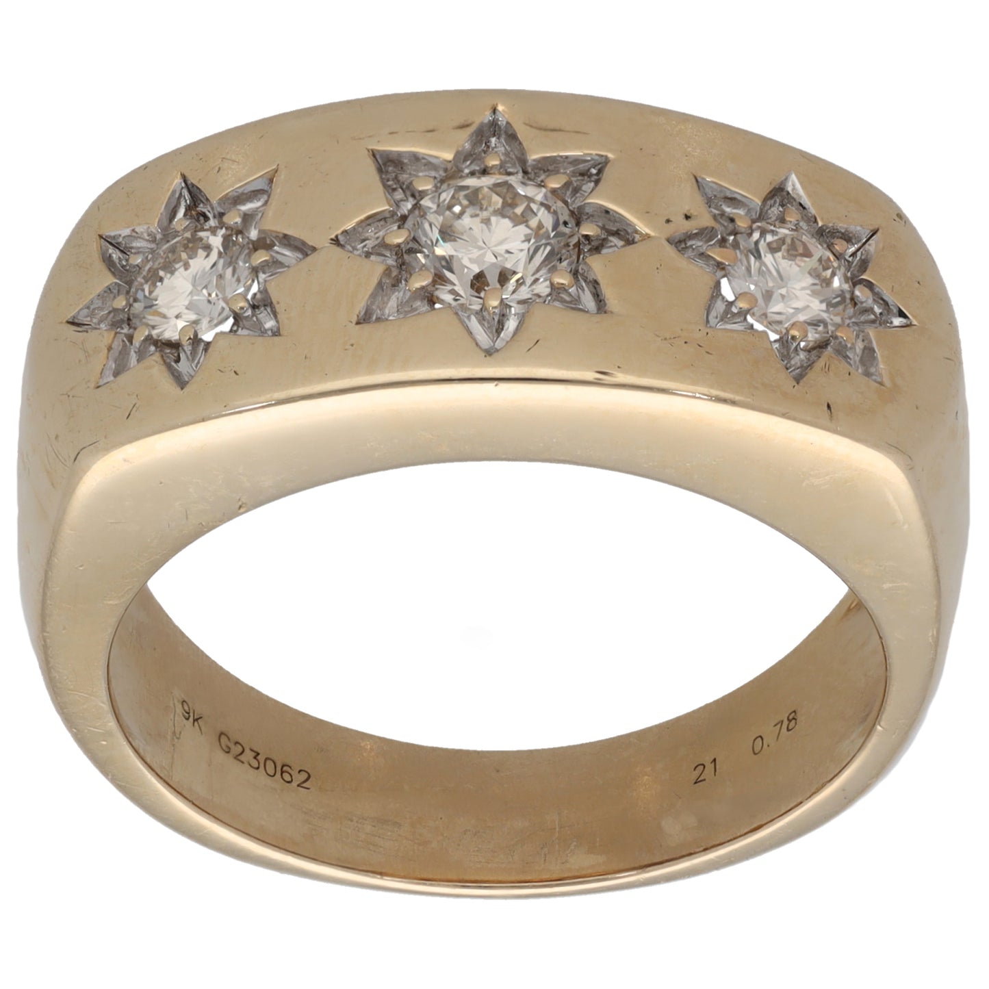 9ct Gold 0.78ct Diamond Trilogy Ring Size U