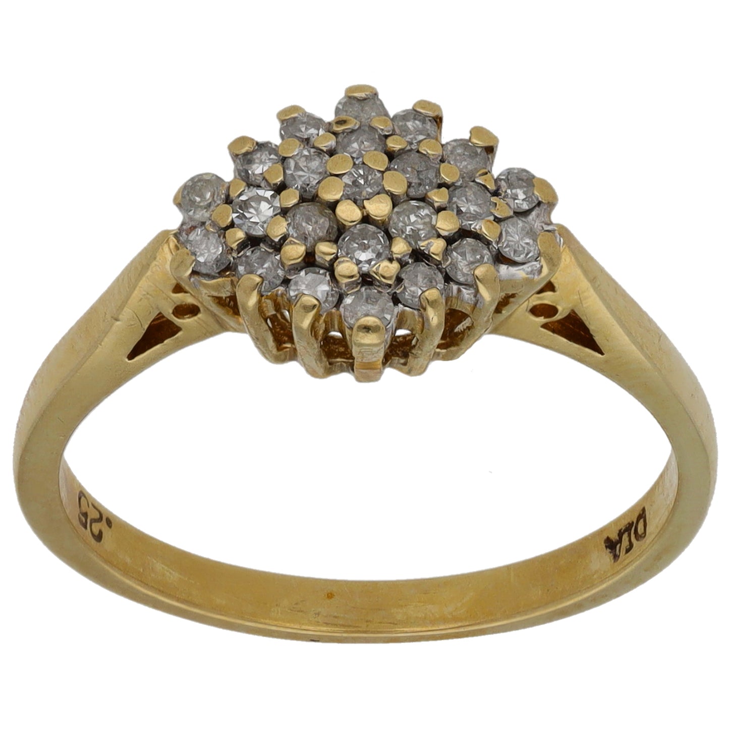 9ct Gold 0.25ct Diamond Cluster Ring Size M
