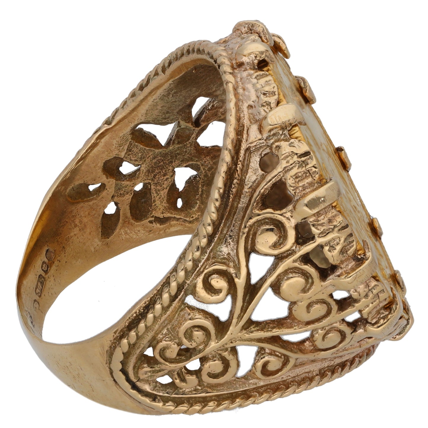 9ct Gold Full Sovereign Coin Ring Size U