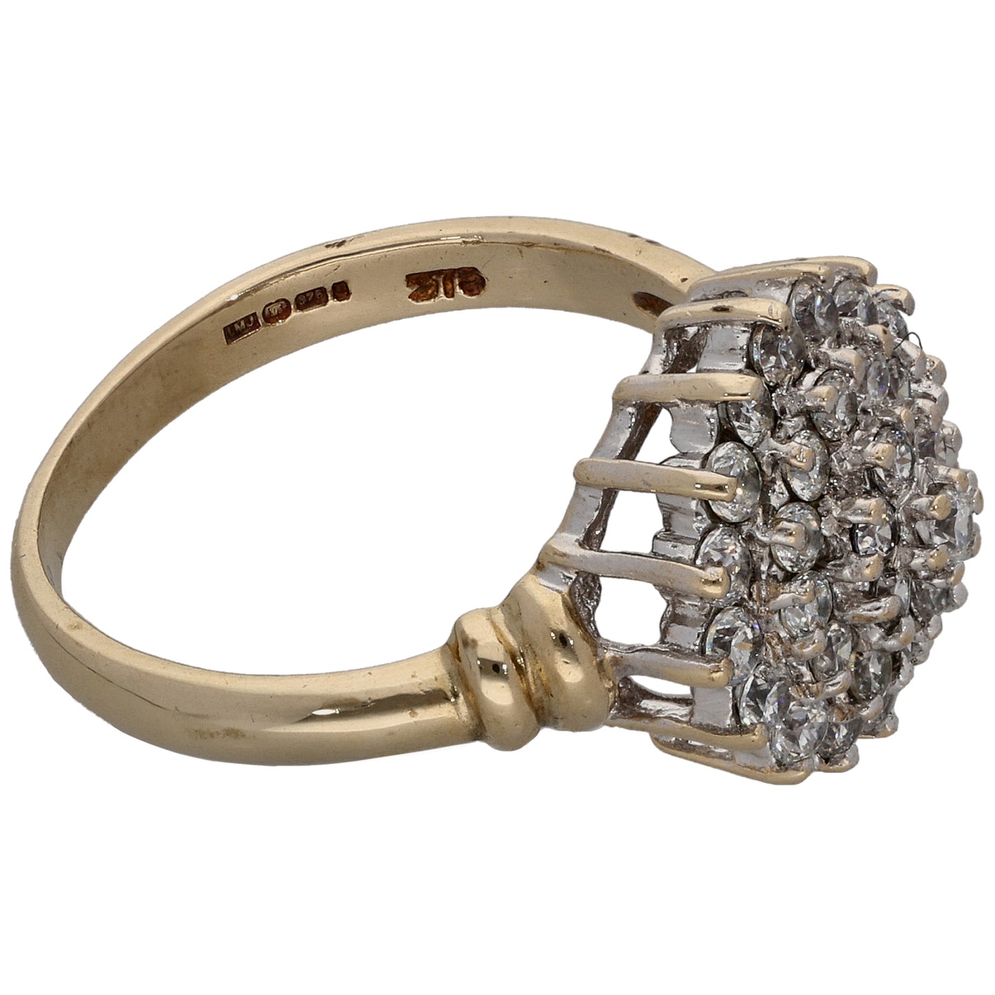 9ct Gold Cubic Zirconia Cluster Ring Size O