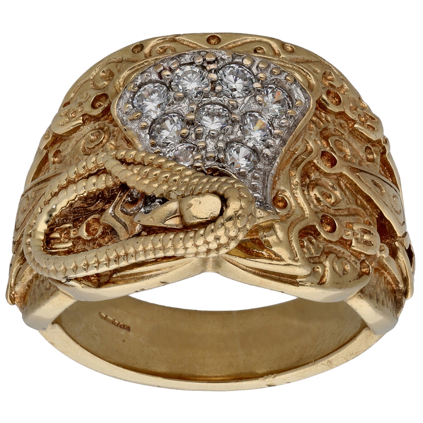 9ct Gold Cubic Zirconia Saddle Ring Size U