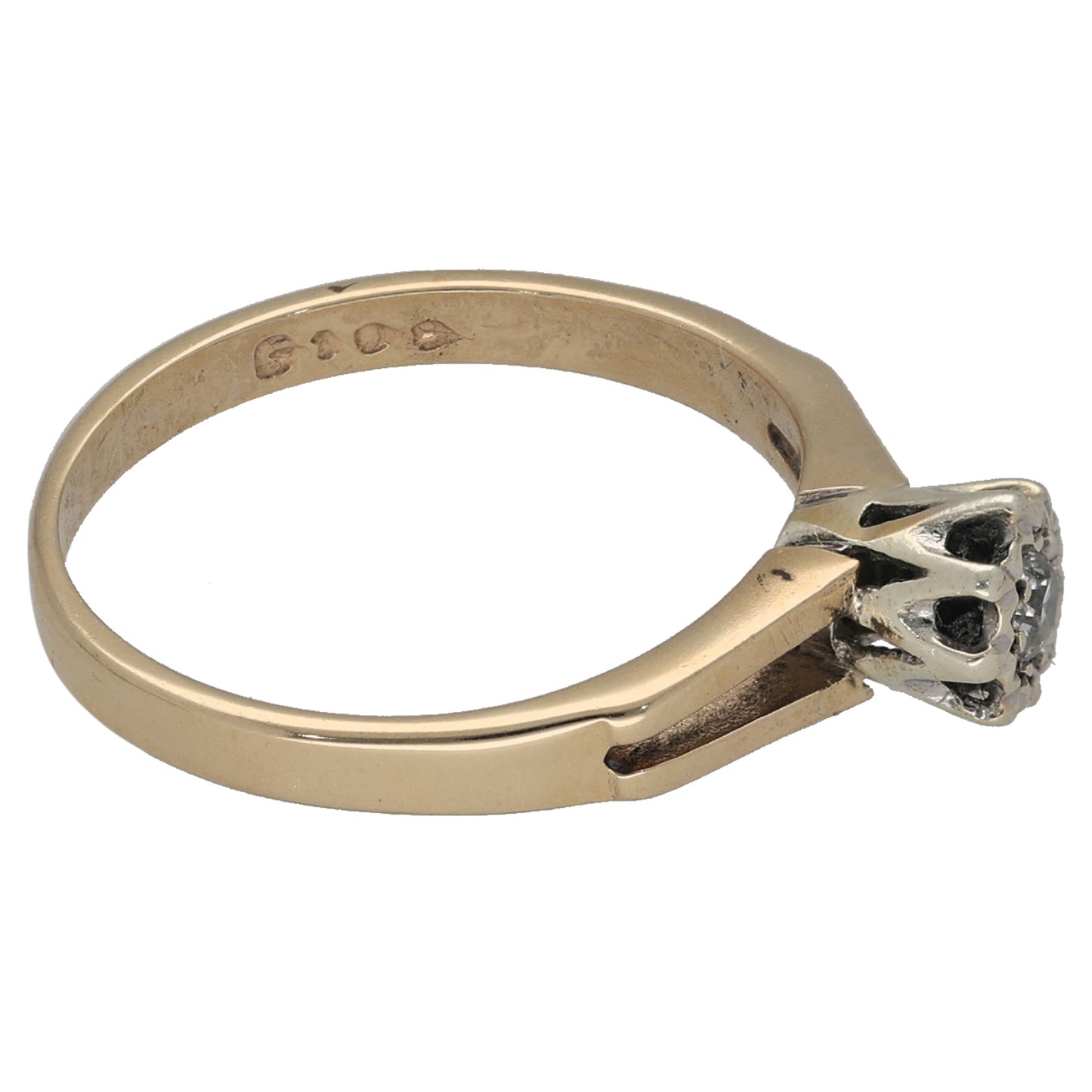 9ct Gold 0.07ct Diamond Solitaire Ring Size L