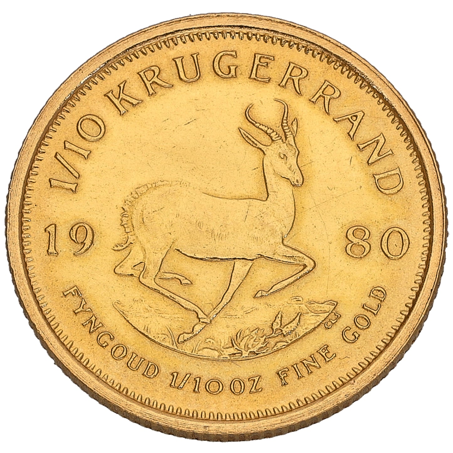 22ct Gold 1/10 OZ Krugerrand Coin 1980