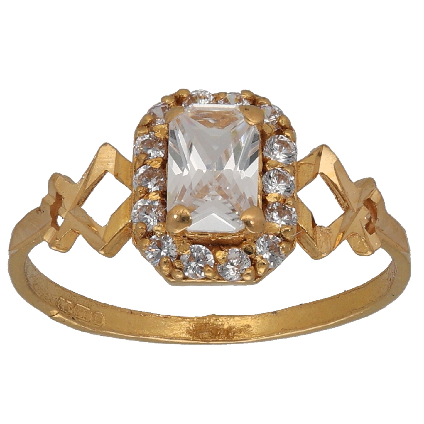 22ct Gold Cubic Zirconia Cluster Ring Size K