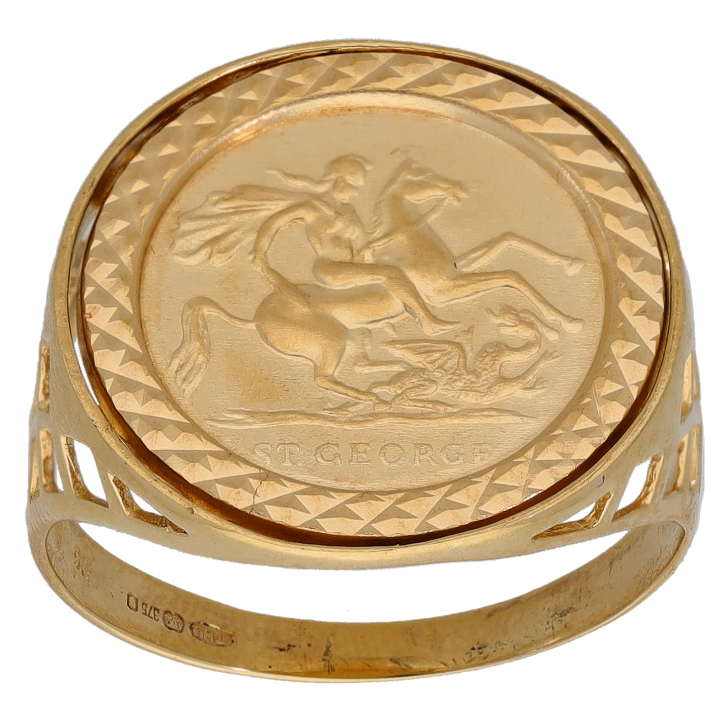 9ct Gold St George Ring Size P