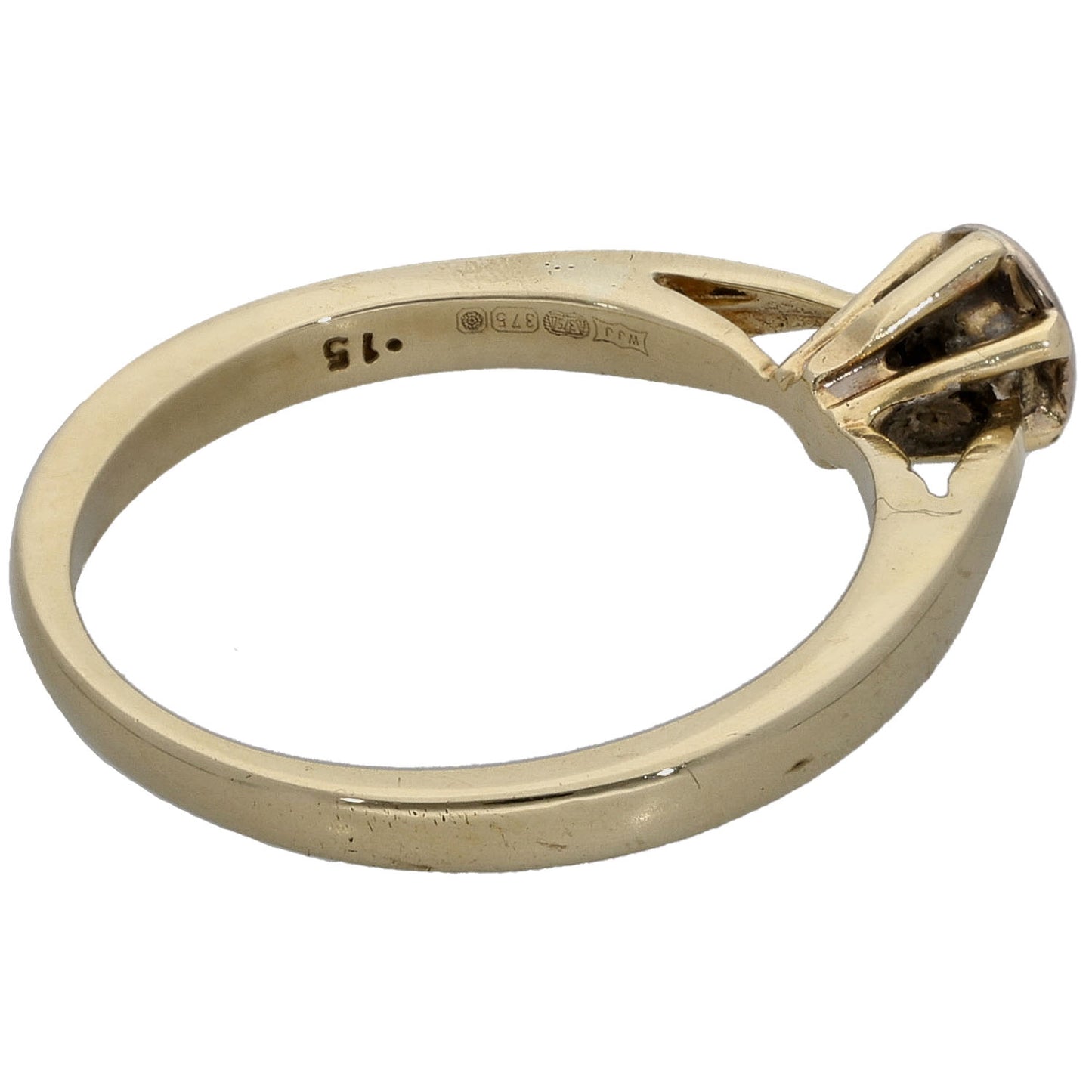 9ct Gold 0.15ct Diamond Solitaire Ring Size N