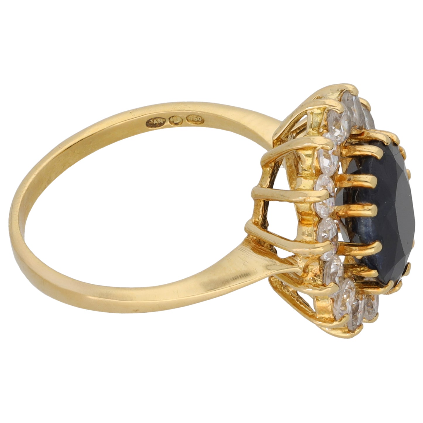 18ct Gold Sapphire & Cubic Zirconia Dress/Cocktail Ring Size N