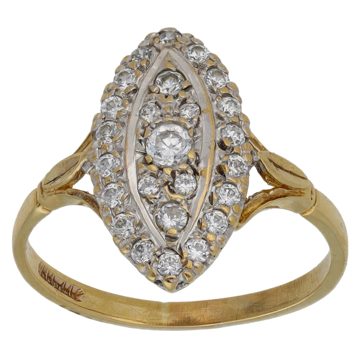 9ct Gold Cubic Zirconia Dress/Cocktail Ring Size O