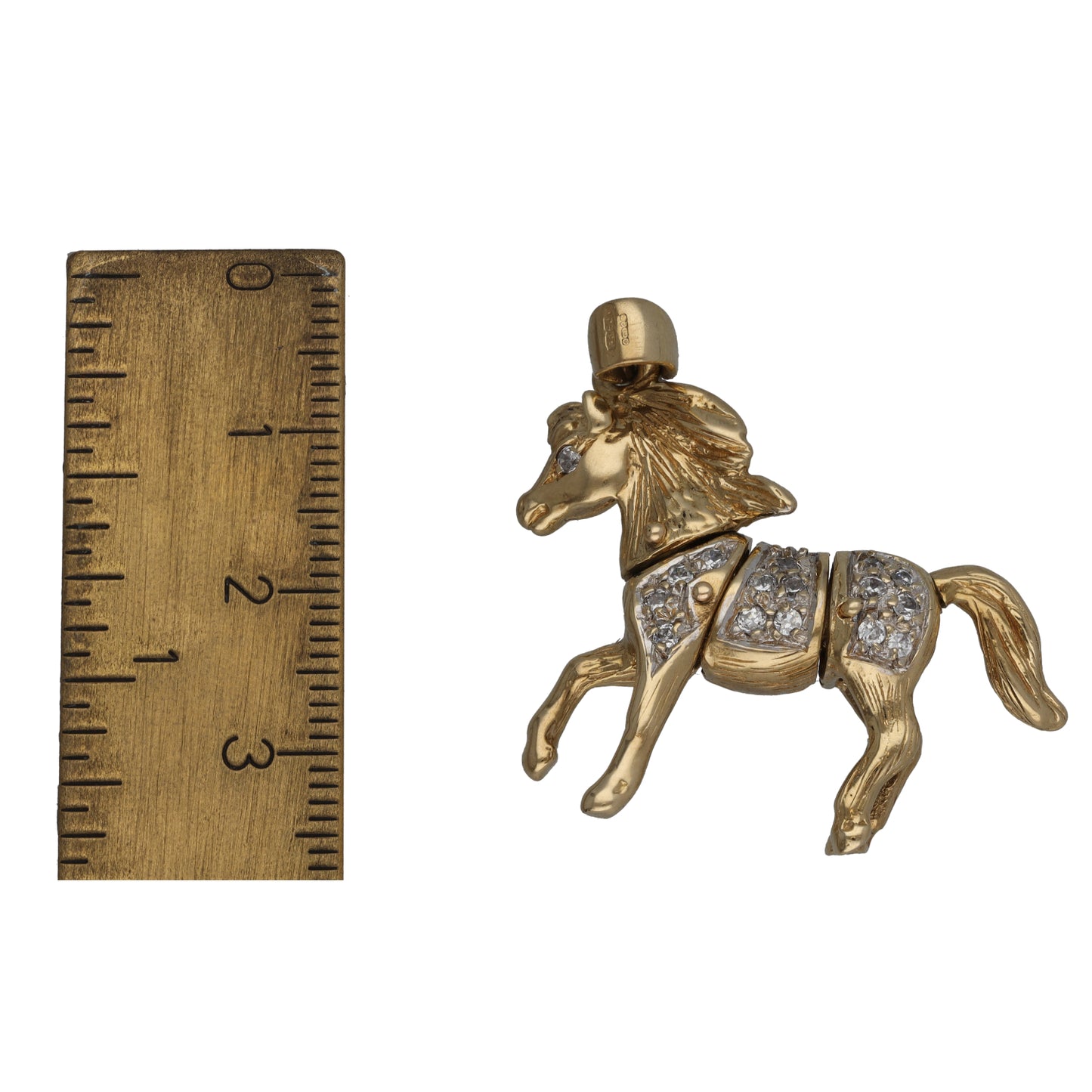 9ct Gold Cubic Zirconia Horse Pendant