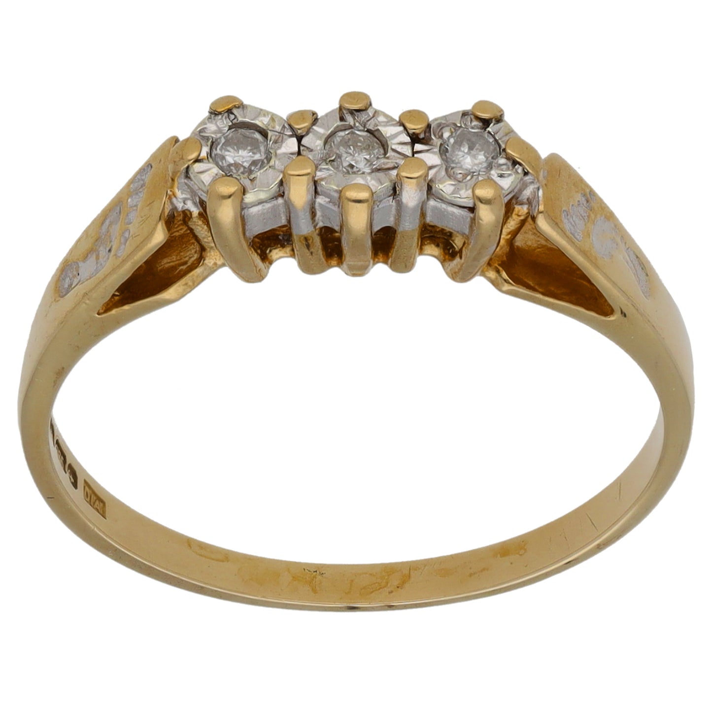 9ct Gold 0.09ct Diamond Trilogy Ring Size M