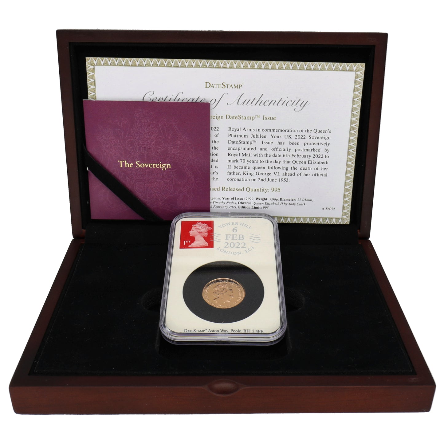 22ct Gold Queen Elizabeth II Full Sovereign Coin 2022