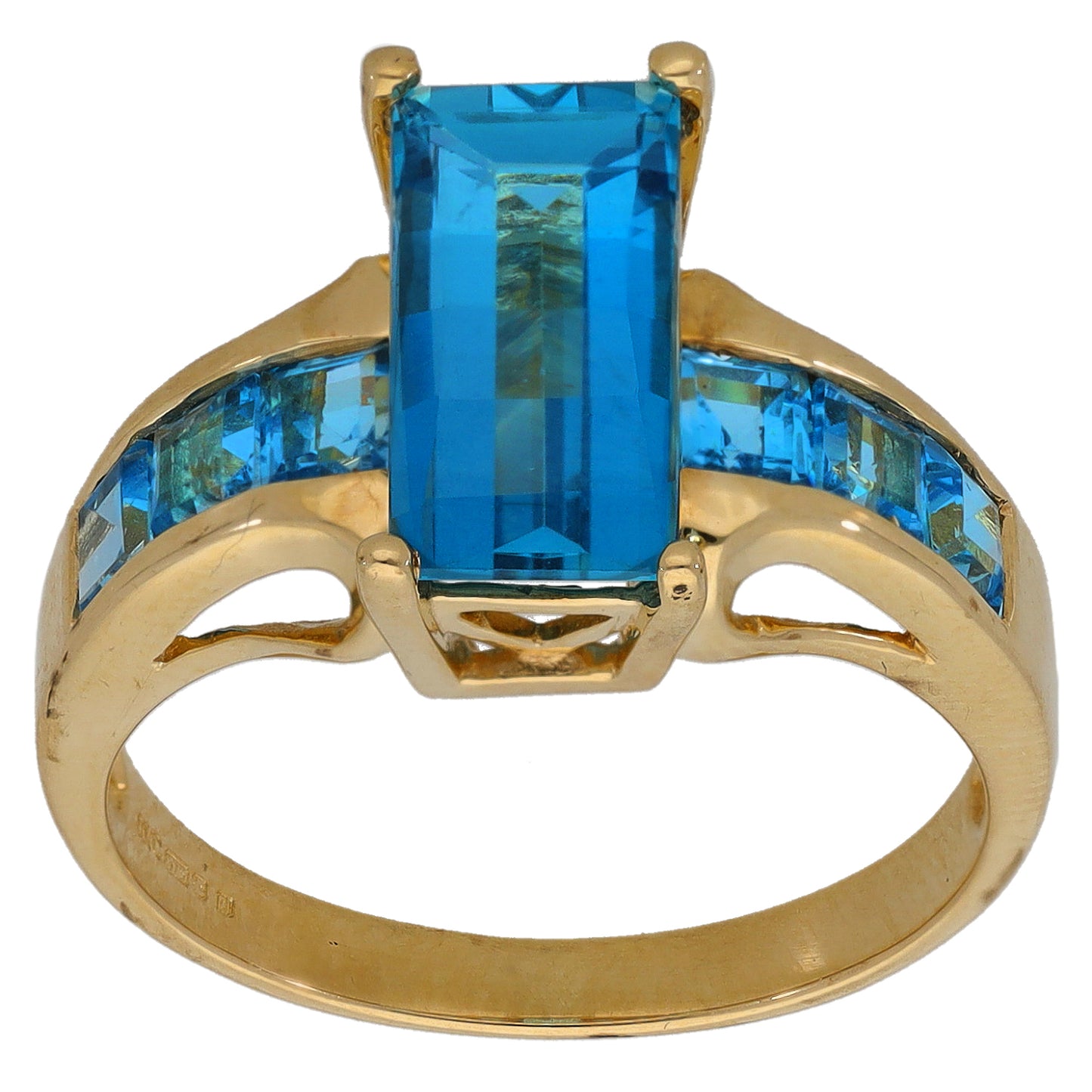 9ct Gold Topaz Single Stone Ring With Accents Size Q