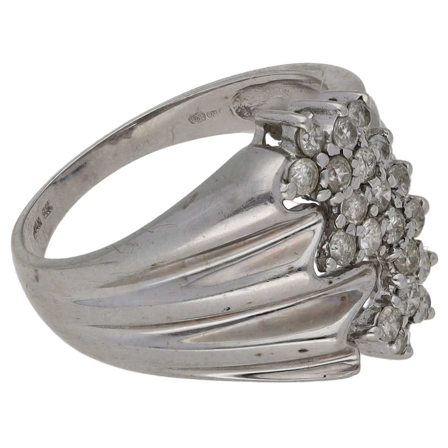 9ct White Gold 0.40ct Diamond Cluster Ring Size M