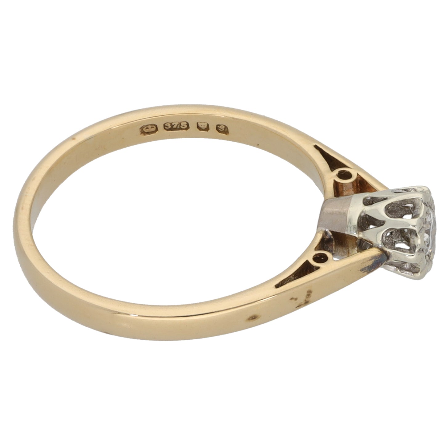 9ct Gold 0.08ct Diamond Solitaire Ring Size L