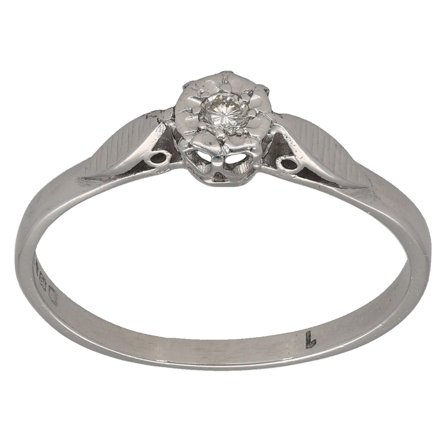 18ct White Gold 0.05ct Diamond Solitaire Ring Size S