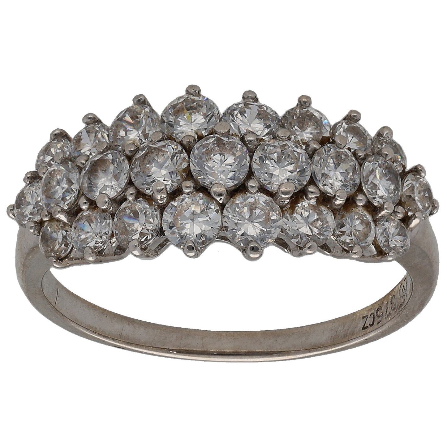 9ct White Gold Cubic Zirconia Cluster Ring Size N
