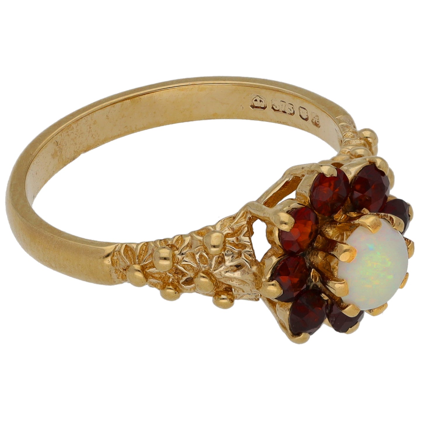 9ct Gold Opal & Garnet Dress/Cocktail Ring Size L