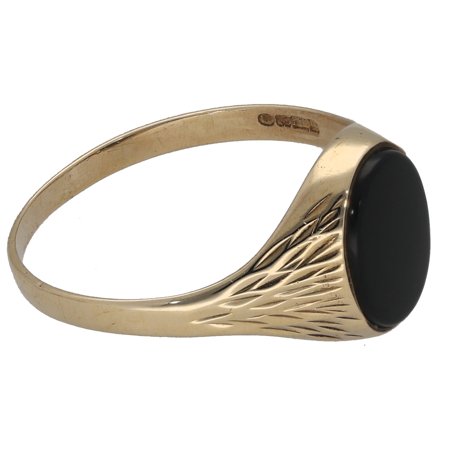 9ct Gold Onyx Single Stone Signet Ring Size S