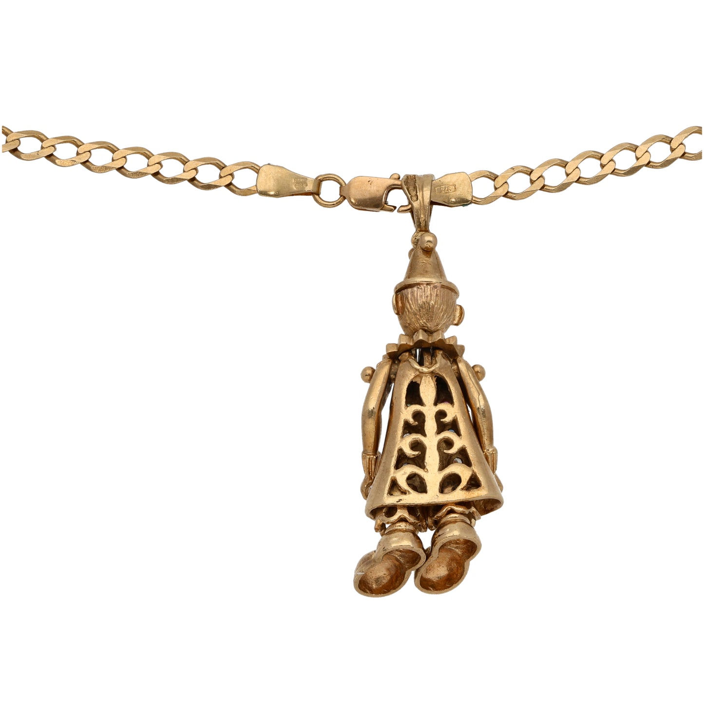 9ct Gold Imitation Gems Clown Pendant With Chain