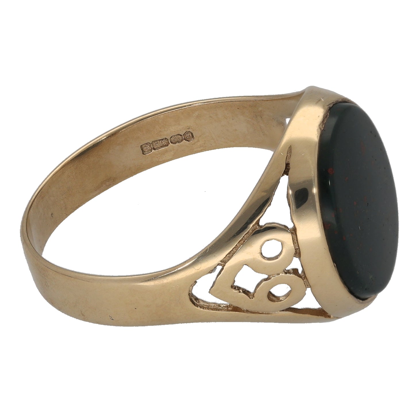 9ct Gold Bloodstone Plain Signet Ring Size W