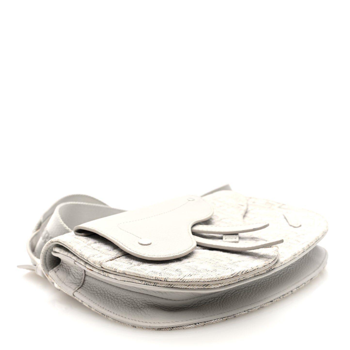 Christian Dior Saddle Oblique Coated Canvas Bag - White & Grey