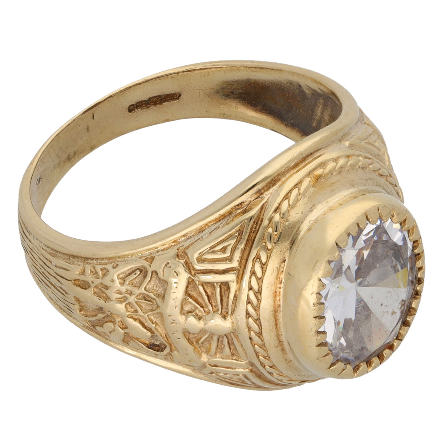 9ct Gold Cubic Zirconia Single Stone Ring Size V