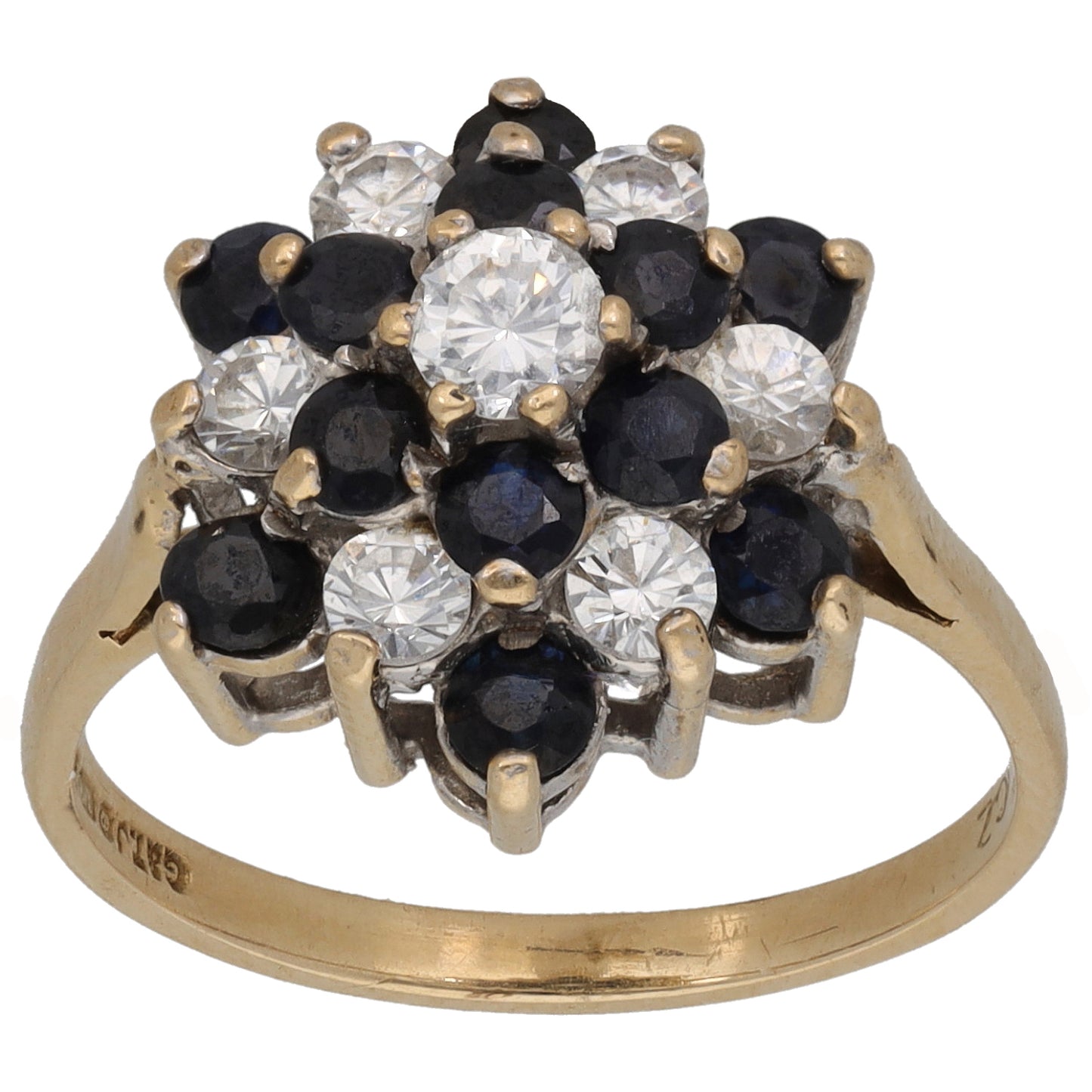 9ct Gold Sapphire & Cubic Zirconia Dress/Cocktail Ring Size N