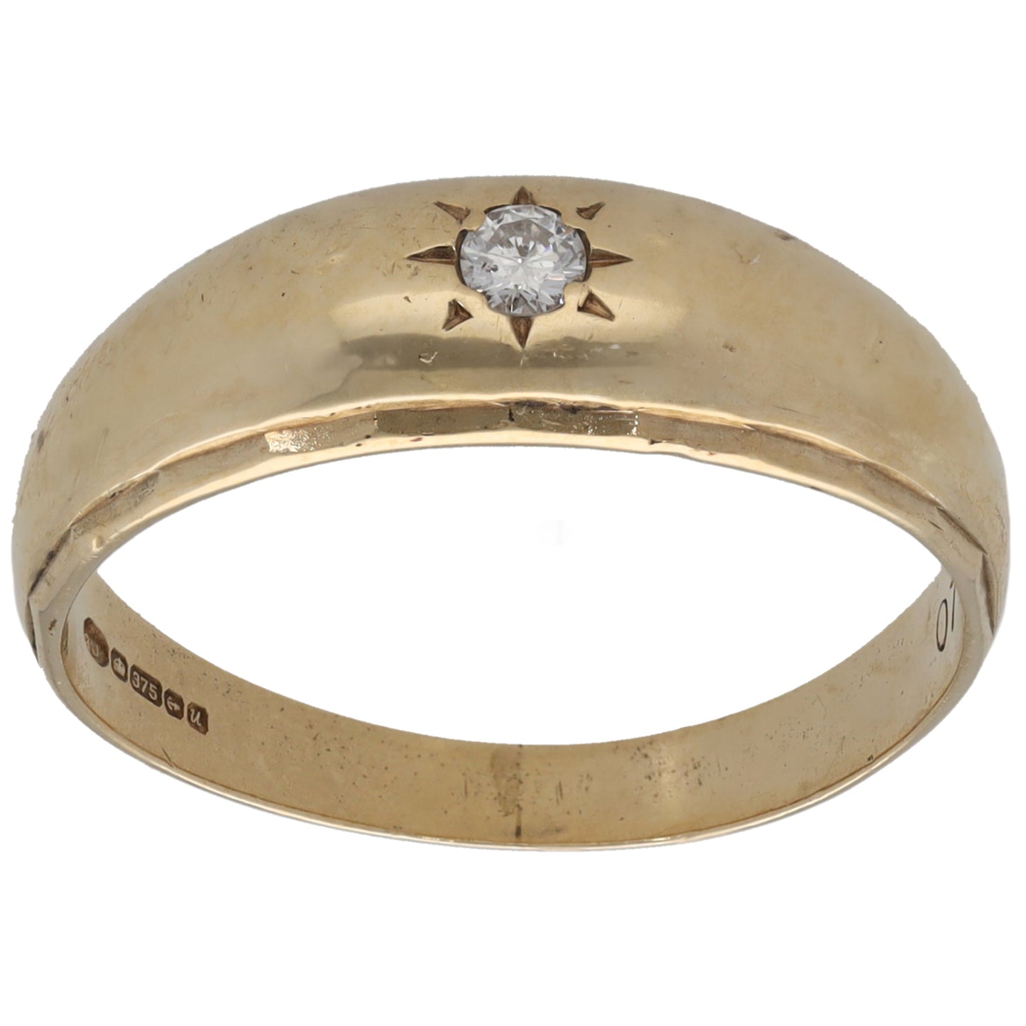 9ct Gold 0.07ct Diamond Solitaire Ring Size S